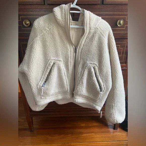 FP Movement by Free People Oversized Cream Teddy Zip Jacket - Picture 2 of 14